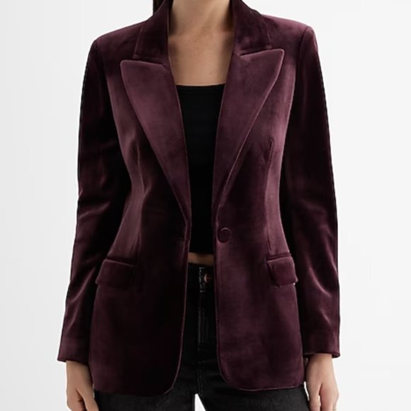 Express Velvet One Button Blazer - Picture 1 of 7